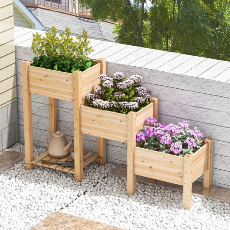 3-Tire Raised Garden Bed Elevated Planter with 3 Planter Boxes