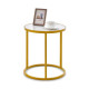 50 x 50 cm Marble Top Round Side Table with Golden Metal Frame