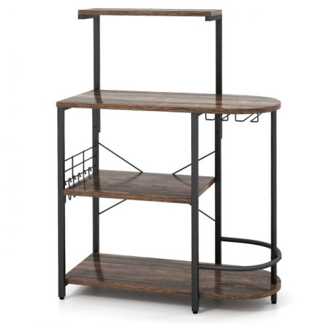 4-Tier Kitchen Bakers Rack with 6 S-Hooks and Stemware Racks