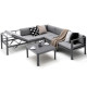 3 Piece Aluminum Patio Sofa Set with 6-Level Reclining Backrest