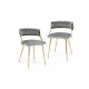 Set of 2 Velvet Dining Chair with Metal Legs and Woven Back