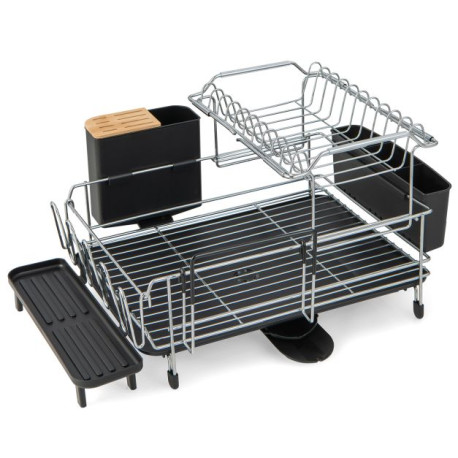 2-Tier Detachable Kitchen Dish Drying Rack with Drainboard