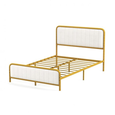 Upholstered Full Size Metal Bed Frame with Headboard