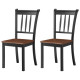 Set of 2 Slatted High Backrest Dining Chairs with Shaped Seat