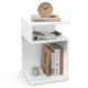 S-Shaped Side Table with 2 Open Compartments for Small Space