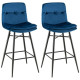 Bar Stools Set of 2 with Tufted Back, Metal Footrests and Legs