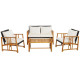 Outdoor Mix Brown Rattan Set with Acacia Wood Frame and Back Cushions