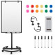 100 cm x 65 cm Height-Adjustable Magnetic Whiteboard on Wheels