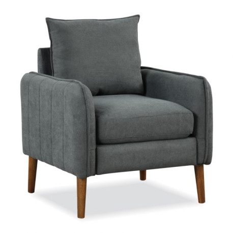 Upholstered Accent Chair with Removable Cushions and Rubber Wood Legs