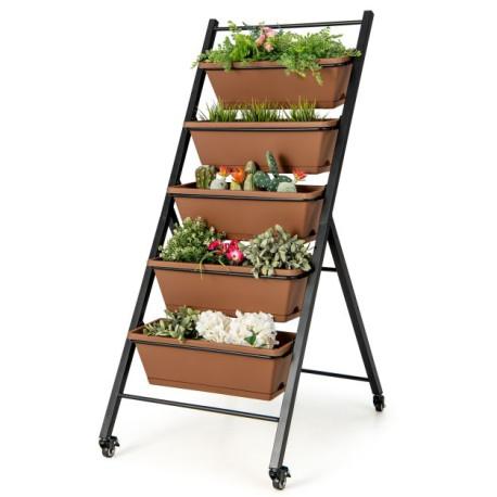 5-Layer Vertical Raised Garden Bed with Wheels and Detachable Boxes