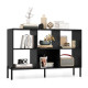 6-Cube Storage Bookcase Wooden Open Bookshelf with 5 Metal Legs