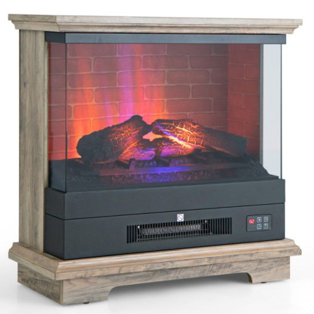 2000W Electric Fireplace Heater with 3-Level Vivid Flame