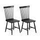 Set of 2 Windsor Style Armless Dining Chairs with Ergonomic Spindle Backs