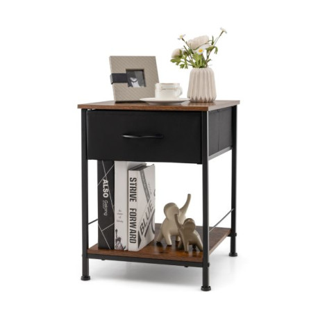 2-Tier Nightstand Bedside End Sofa Table with Drawer