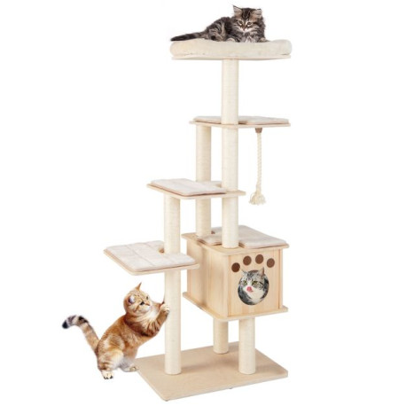 170cm Tall Cat Tree with Scratching Posts Perch Condo and Cushion