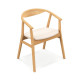 Bamboo Accent Chair with Curved Backrest and Soft Padded Seat Cushion