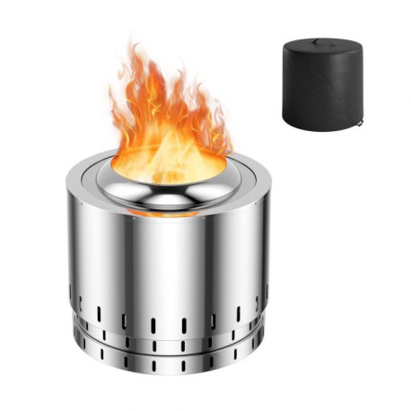 Stainless Steel Smokeless Fire Pit with Oxygen-enriched Fire Technology