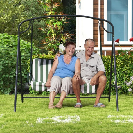 Patio Metal Swing Stand with Double Side Bars and 2-Ring Design