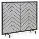 Single Panel Fireplace Screen with Detachable Support Feet and Metal Fame