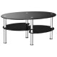 3-Tiers Tempered Glass Coffee Tables with 2 Shelves