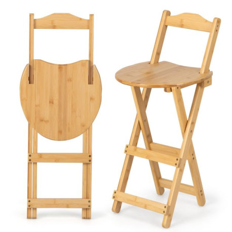 Set of 2 Folding Bar Stool with Backrest and Footrest for Home Bistro