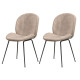 Velvet Upholstered Dining Chair Set of 2 with Metal Base