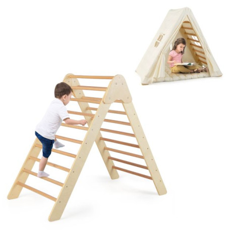 2-In-1 Kids Triangle Climber with Tent Pad