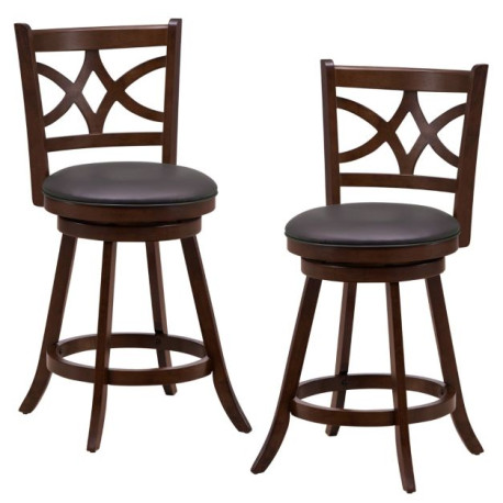 61/74 cm Swivel Counter Height Bar Stools with Backrest and Footrest