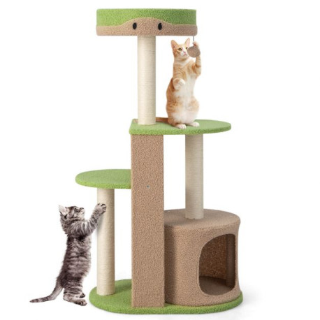 111 cm Multi-level Cat Tree with Condo and Plush Perch