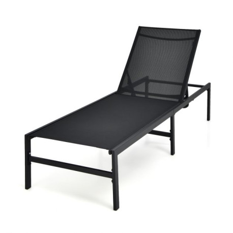 Outdoor Adjustable Chaise Lounge Chair with 5-Position Backrest