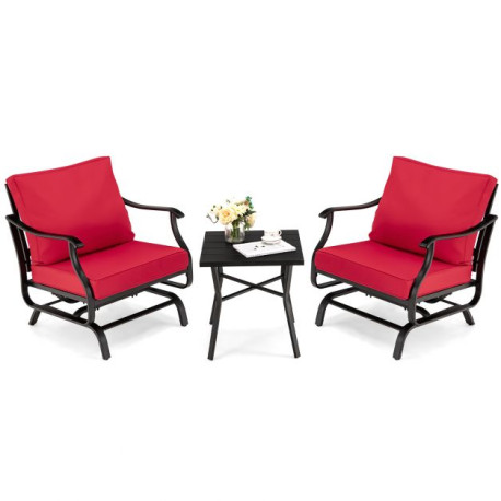 3 Pieces Rocking Garden Furniture Set with Cushions for Balcony Yard