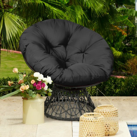 Rattan Papasan Chair with 360° Swivel and Soft Cushion