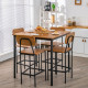 5 Pieces Industrial Dining Set Bar Counter Height Table and 4 Stools