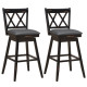 Set of 2 Counter Height Bar Stool with Foot Rest Upholstered Cushion