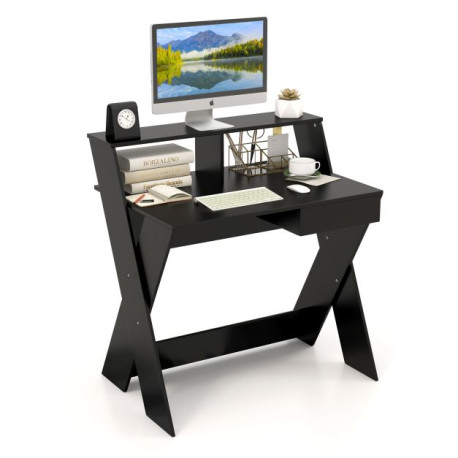 Computer Desk with Storage Drawer and Monitor Stand Riser