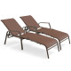 Set of 2 Folding Sun Lounger with 5 Positions Adjustable Stackable Deck