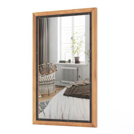 Wall Mounted Mirror with Wood Rectangular Frame Back Board