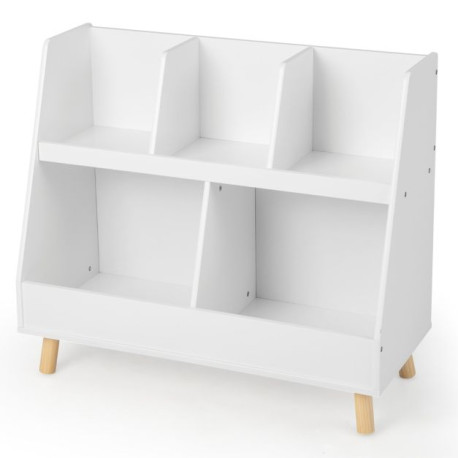 5-Cube Kids Bookshelf and Toy Organizer with Solid Wood Legs and Anti-Tipping Kits