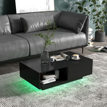 LED Coffee Table with 20 RGB Light Colors and Storage Shelf