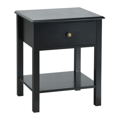 Bedside Table with Drawer and Storage Shelf