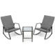 PE Rattan Rocking Chairs with Tempered Glass Side Table