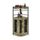 Industrial Corner Bar Wine Cabinet with Metal Mesh Doors and Adjustable Shelf