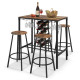 5 Pieces Bar Table and Stools Set Wine Rack and Glass Holder