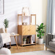 Bamboo Bathroom Storage Cabinet with 3 Shelves and 2-Door Cabinet