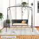 Outdoor Metal Swing Frame Sturdy A-Shaped Porch Swing Stand with Extra Side Bars