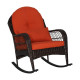 Patio Rattan Rocking Chair with Seat Back Cushions and Waist Pillow