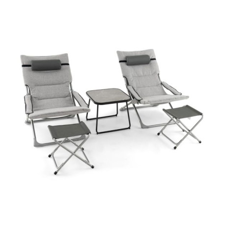 5 Piece Patio Sling Chair Set with Ottoman and Coffee Table