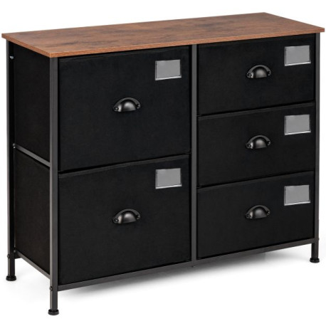 5 Drawers Dresser Chest of Drawers with Wooden Top and Metal Frame