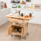 Wood Drop-Leaf Kitchen Cart with Drawer Open Shelf Locking Casters