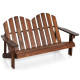 2-Seat Fir Wood Adirondack Loveseat with Armrests